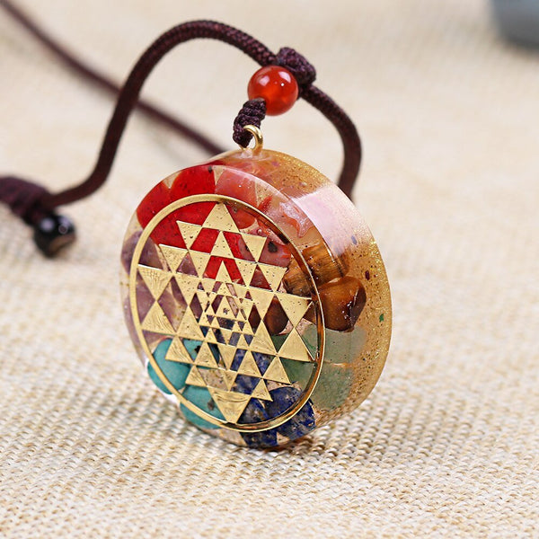 Chakra Orgonite Energy Pendant Healing Necklace With Sri Yantra Symbol Sacred Geometry Yoga Jewelry - Vimost Shop
