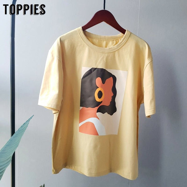 Character t-shirts fashion girls tops short sleeve printing t-shirts korean women - Vimost Shop