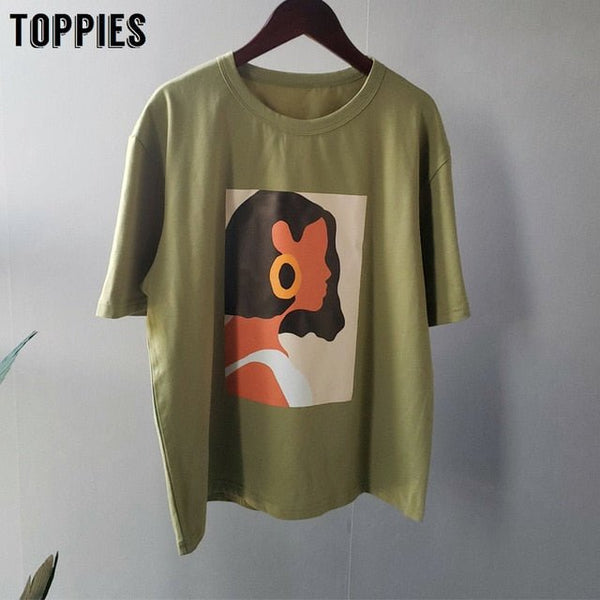 Character t-shirts fashion girls tops short sleeve printing t-shirts korean women - Vimost Shop
