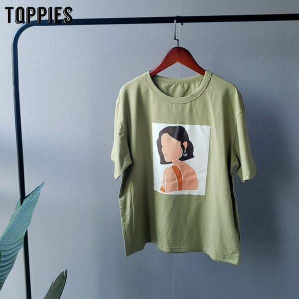 Character t-shirts fashion girls tops short sleeve printing t-shirts korean women - Vimost Shop