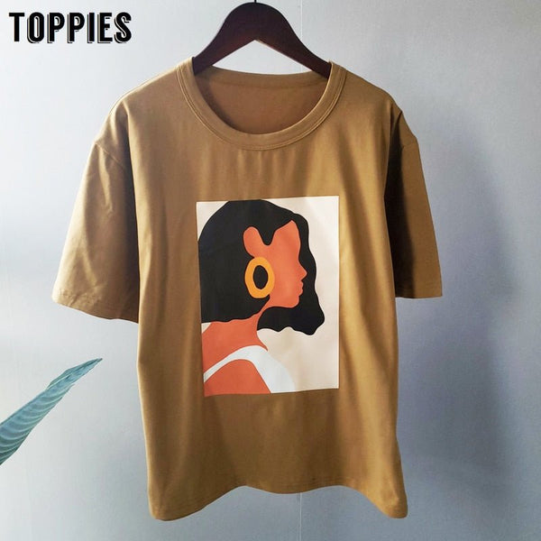 Character t-shirts fashion girls tops short sleeve printing t-shirts korean women - Vimost Shop