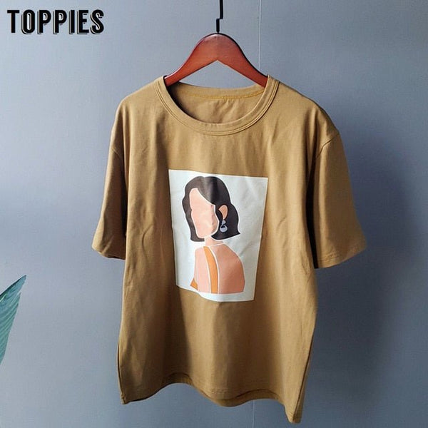 Character t-shirts fashion girls tops short sleeve printing t-shirts korean women - Vimost Shop