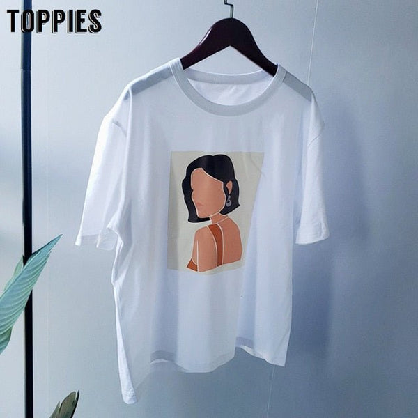 Character t-shirts fashion girls tops short sleeve printing t-shirts korean women - Vimost Shop