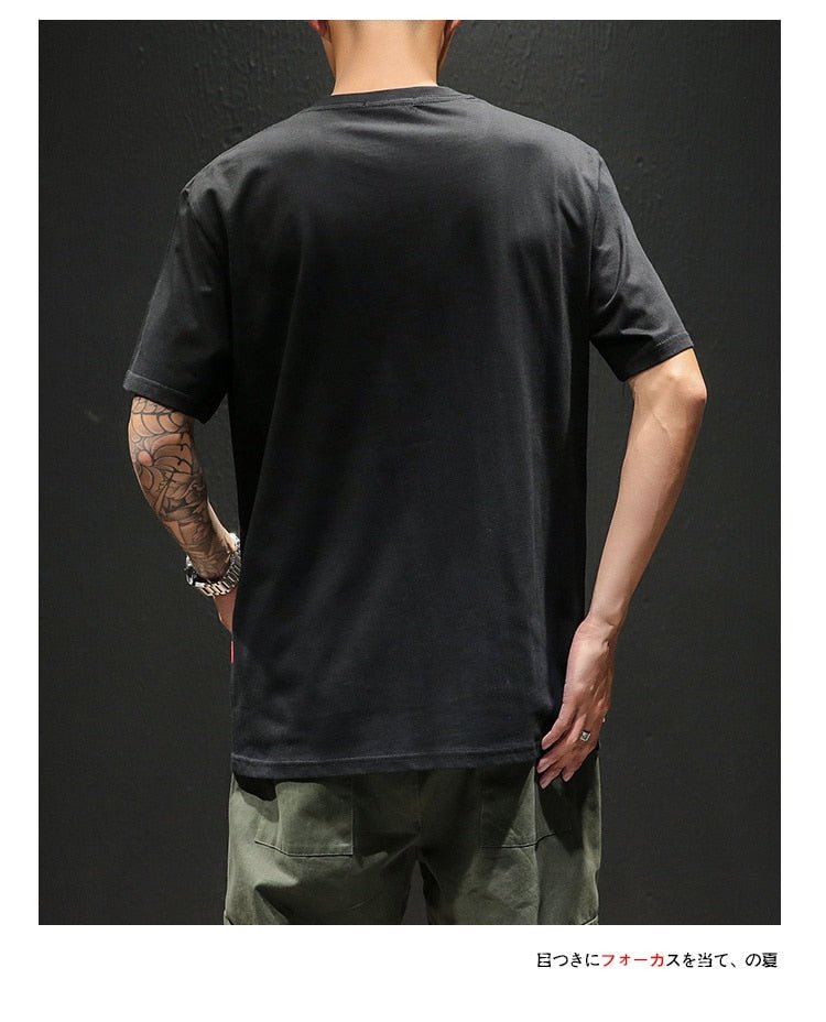 Chinese Style T shirt Men Funny Anime Print O-Neck Loose Black White Hip-hop Cotton Tshirts Male Summer Streetwear Fashion Tees - Vimost Shop