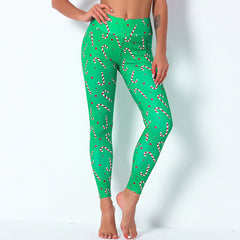 Christmas 13 Colors Print High Elastics Yoga Pants High Waist Hips Lifting Gym Fitness Female Sports Breathable Jogging Pants - Vimost Shop