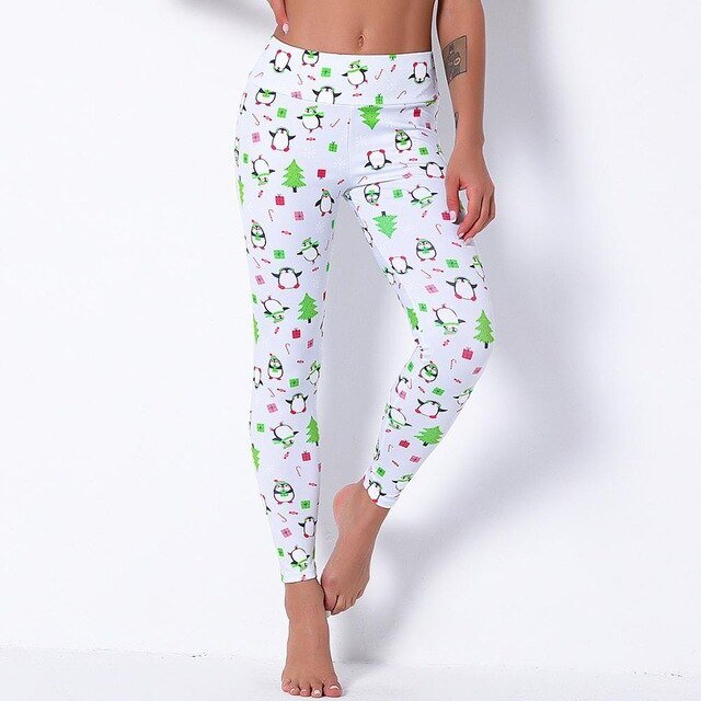 Christmas 13 Colors Print High Elastics Yoga Pants High Waist Hips Lifting Gym Fitness Female Sports Breathable Jogging Pants - Vimost Shop