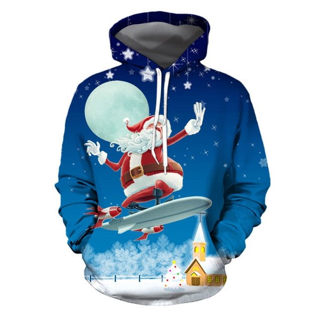 Christmas 3D Sweater hooded sweater Warm Sweater - Vimost Shop