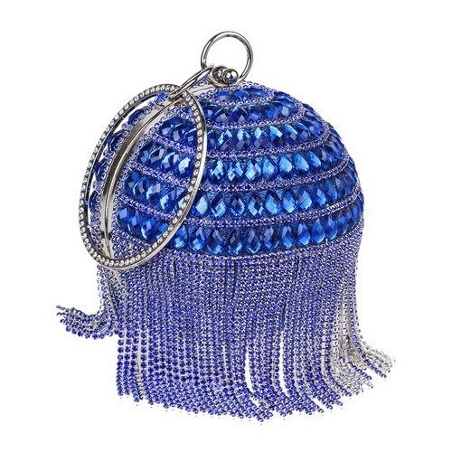 Circular Women Clutch Tassel Rhinestones Evening Bags Acrylic Beaded Chain Shoulder Purse Evening Bags For Party Wedding - Vimost Shop