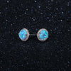 Classic 925 Sterling Silver Stud Earrings Round White Pink Blue Opal Earrings with Cubic Zirconia Jewelry Gift - Vimost Shop