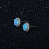 Classic 925 Sterling Silver Stud Earrings Round White Pink Blue Opal Earrings with Cubic Zirconia Jewelry Gift - Vimost Shop