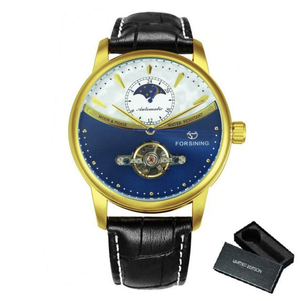 Classic Blue Moon Phase Mechanical Watch Men Automatic Tourbillon Genuine Leather Wristwatch Relogio Masculino Gift - Vimost Shop