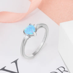 Classic Eternal Heart 925 Sterling Silver Rings for Women Blue Pink White Opal Ring Female Engagement Finger Ring - Vimost Shop