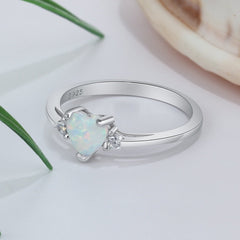 Classic Eternal Heart 925 Sterling Silver Rings for Women Blue Pink White Opal Ring Female Engagement Finger Ring - Vimost Shop