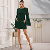 Cloak Sleeve Pocket Side Dress Without Belt Women Autumn Solid O-neck Short Fitted Elegant Highstreet Dresses - Vimost Shop