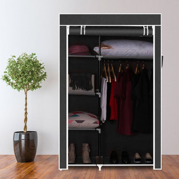 Closet Storage Organizer Wardrobe Clothes Rack with Shelves Black 64