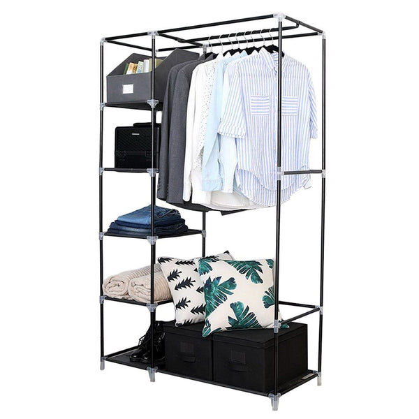 Closet Storage Organizer Wardrobe Clothes Rack with Shelves Black 64