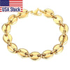 Coffee Beans Link Chain Bracelet Stainless Steel Gold Silver Color for Men Women Simple Bracelet Jewelry Gift 7/9/11mm - Vimost Shop