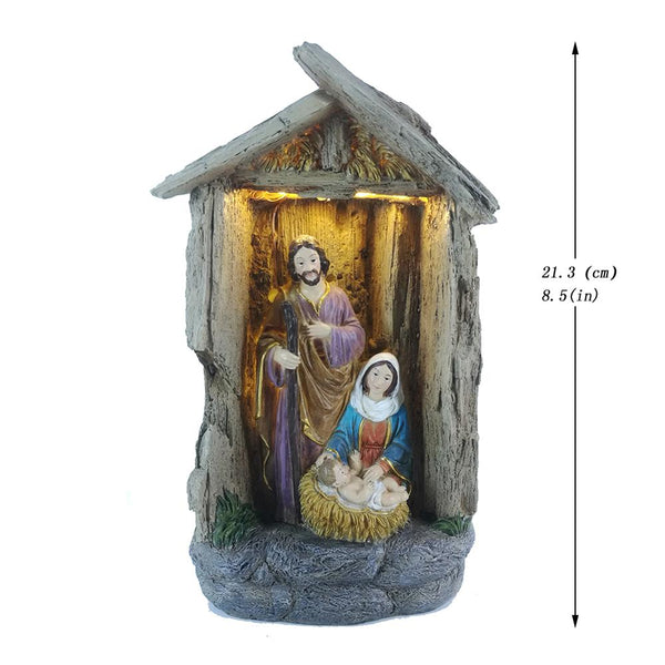 Cold cast resin figurines Holy Family Statue Xmas Ornament Jesus Mary Joseph Catholic Figurine Home Decor Nativity Scene - Vimost Shop