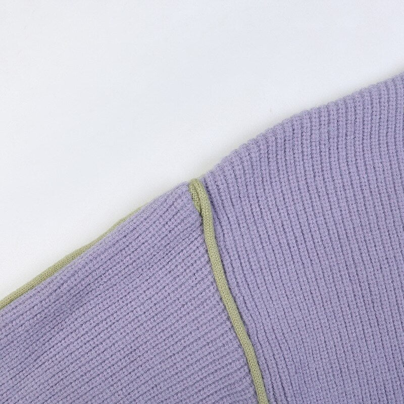 Cold Winter Women Knitted Turtleneck Thicken Sweaters Casual Basic Pullover Jumper Patchwork Long Sleeve Loose Tops - Vimost Shop