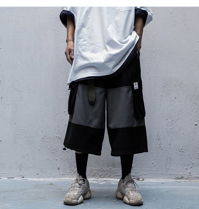 Color Block Cargo Shorts Mens 2020 Multi Pockets Hip Hop Baggy Streetwear Short Pants Casual Harajuku Capri Pants - Vimost Shop