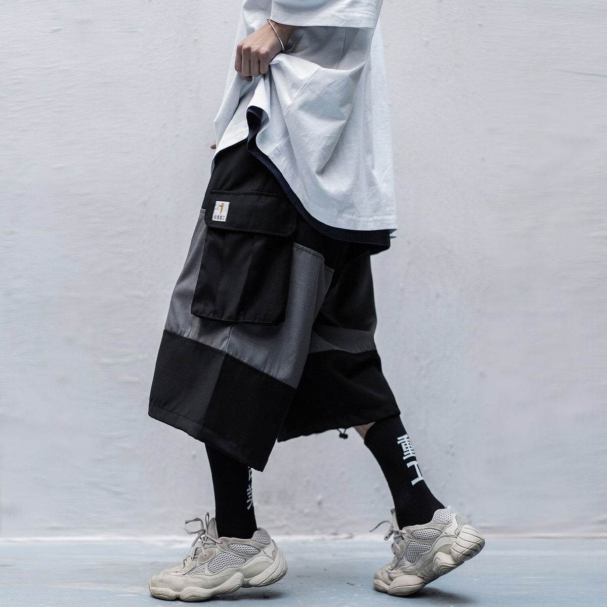 Color Block Cargo Shorts Mens 2020 Multi Pockets Hip Hop Baggy Streetwear Short Pants Casual Harajuku Capri Pants - Vimost Shop