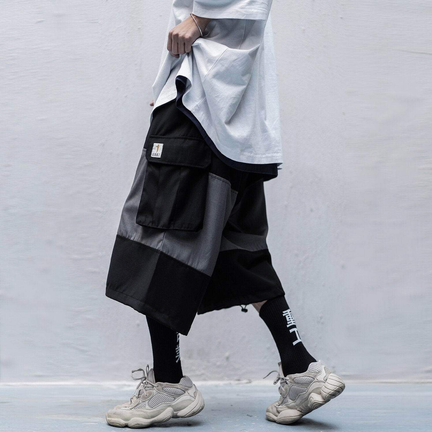 Color Block Cargo Shorts Mens 2020 Multi Pockets Hip Hop Baggy Streetwear Short Pants Casual Harajuku Capri Pants - Vimost Shop