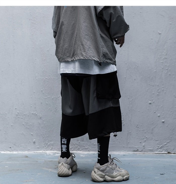Color Block Cargo Shorts Mens 2020 Multi Pockets Hip Hop Baggy Streetwear Short Pants Casual Harajuku Capri Pants - Vimost Shop
