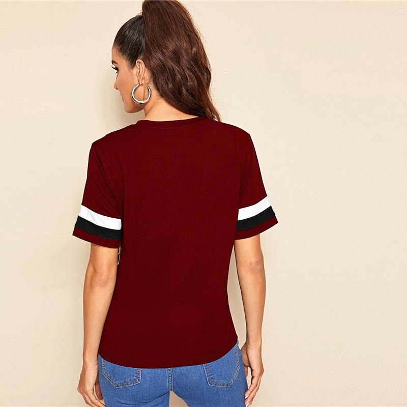 Color Block Cut-and-Sew Leopard Panel Top Short Sleeve O-Neck Casual T Shirt Women Summer Leisure Ladies Tshirt Tops - Vimost Shop