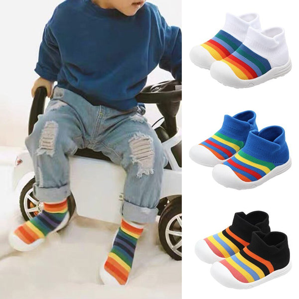 Colorful Baby Shoes First Shoes Baby Toddler First Walker Baby Girl Boy Kids Soft Rubber Sole Anti-Slip Baby Knitted Shoes D30 - Vimost Shop