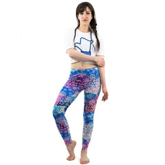 Colorful Dot Print Stitching Pattern Leggings Fitness Stretch Slim Bottoms Sexy Workout Elasticity Pants - Vimost Shop