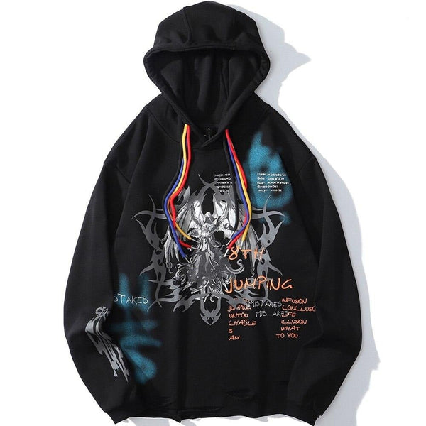 Colorful Drawstring Punk Robot Print Hoodie Sweatshirt Men Loose Casual Pullover High Street Hipster Streetwear Autumn - Vimost Shop