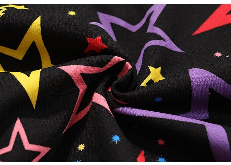 Colorful Star Print Letter Patch Hoodie Men Baggy Sweatshirt Pullover Harajuku High Street Hip Hop Style Streetwear Men - Vimost Shop