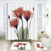 Colorful Tulip Lotus Flowers Trees Shower Curtain Sets Non-Slip Rugs Toilet Lid Cover and Bath Mat Waterproof Bathroom Curtains - Vimost Shop