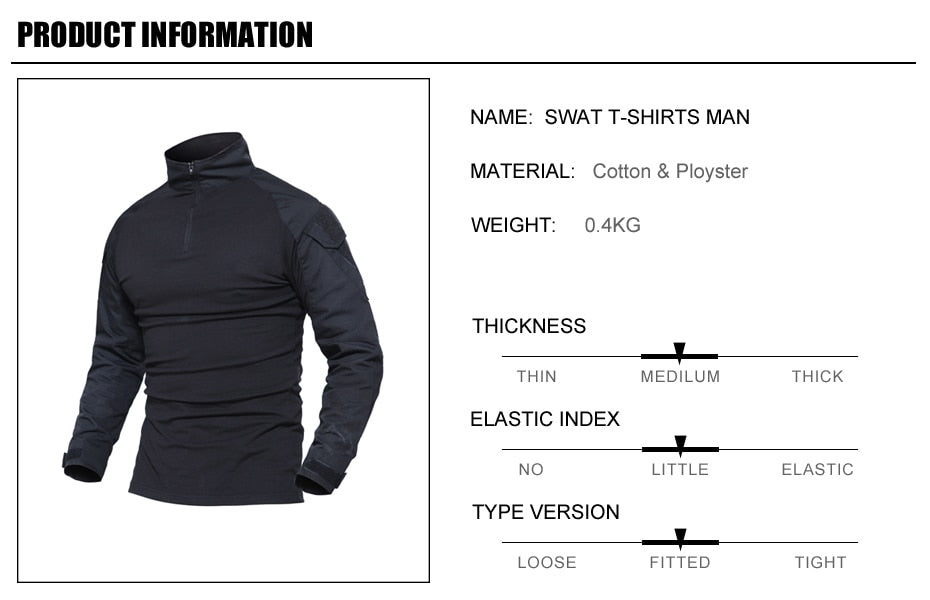 Combat Shirt Men Long Sleeve Military Style Tactical T-shirts US Army Multicam Airsoft Special SWAT t shirts for Man - Vimost Shop