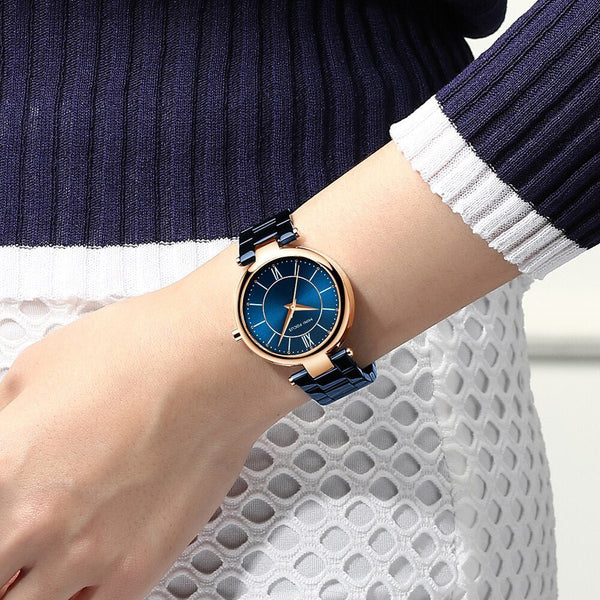 Concise Business Quartz Women Watches Blue Stainless Steel Strap RG Hands Fashion Luxury Ladies Wristwatch Girl Gift - Vimost Shop