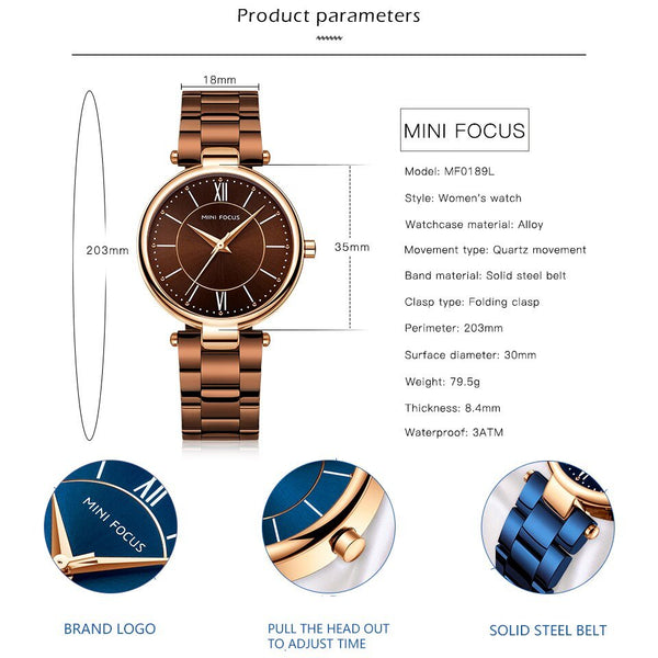 Concise Business Quartz Women Watches Blue Stainless Steel Strap RG Hands Fashion Luxury Ladies Wristwatch Girl Gift - Vimost Shop
