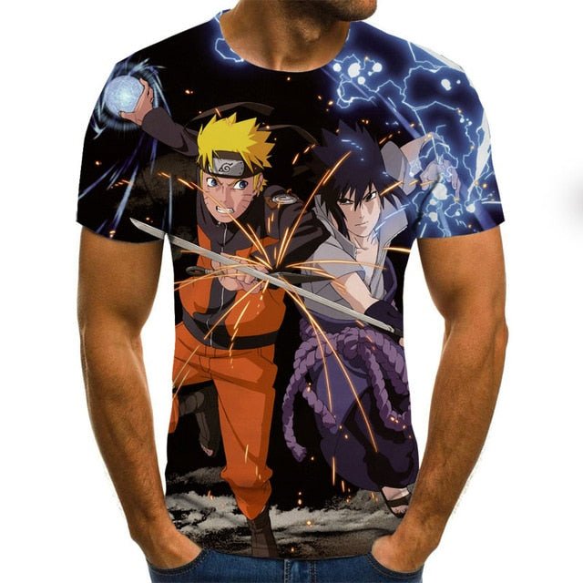 Cool anime men's T-shirt summer fashion top 3D round neck short sleeve Naruto casual shirt T-shirt - Vimost Shop