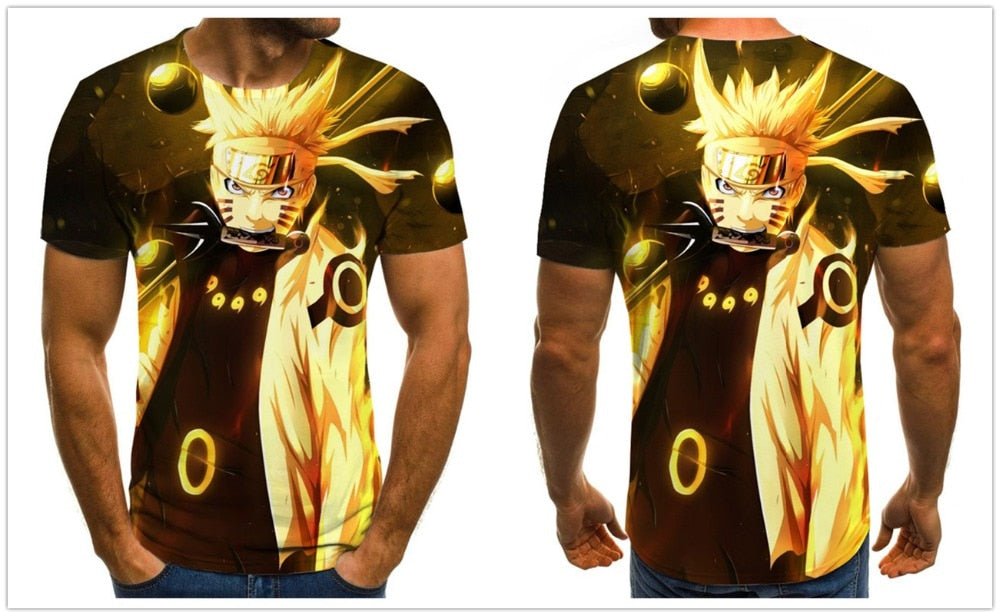 Cool anime men's T-shirt summer fashion top 3D round neck short sleeve Naruto casual shirt T-shirt - Vimost Shop