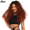 Copper Red Burgundy Black Synthetic Lace Front Wig with Baby Hair Long Afro kinky Curly Futura Wigs for Women - Vimost Shop