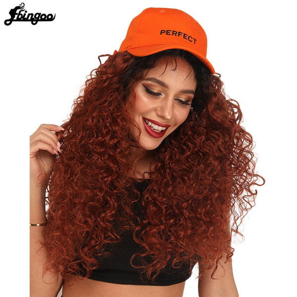 Copper Red Burgundy Black Synthetic Lace Front Wig with Baby Hair Long Afro kinky Curly Futura Wigs for Women - Vimost Shop