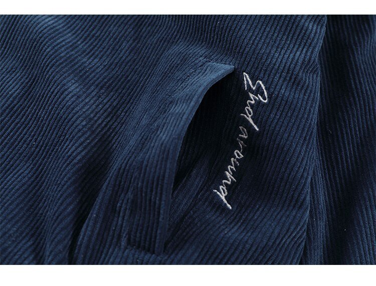 Corduroy Jacket Men Daisy Flowers Letter Embroidery Patchwork Coat Loose Harajuku Retro College Style Streetwear Unisex - Vimost Shop