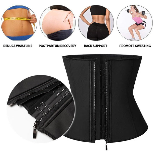 Corset Body Shaper Latex Waist Trainer Zipper Underbust Slim Tummy Waist Cincher Slimming Briefs Shaper Belt Shapewear Women - Vimost Shop