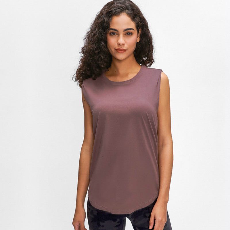 Cotton Fitness Workout Gym Tank Tops Women Quick Dry Hip-length Sport Yoga Tops Vest Leisure Sleeveless Shirts - Vimost Shop