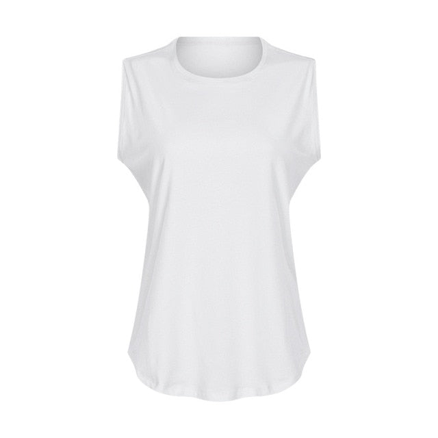 Cotton Fitness Workout Gym Tank Tops Women Quick Dry Hip-length Sport Yoga Tops Vest Leisure Sleeveless Shirts - Vimost Shop