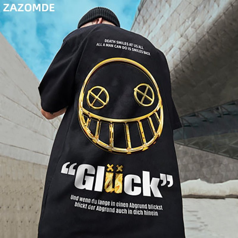 Cotton T-Shirts Men Smiley Printed Short Sleeve Tshirts Summer Hip Hop Casual Cotton Tops Tees Streetwear - Vimost Shop