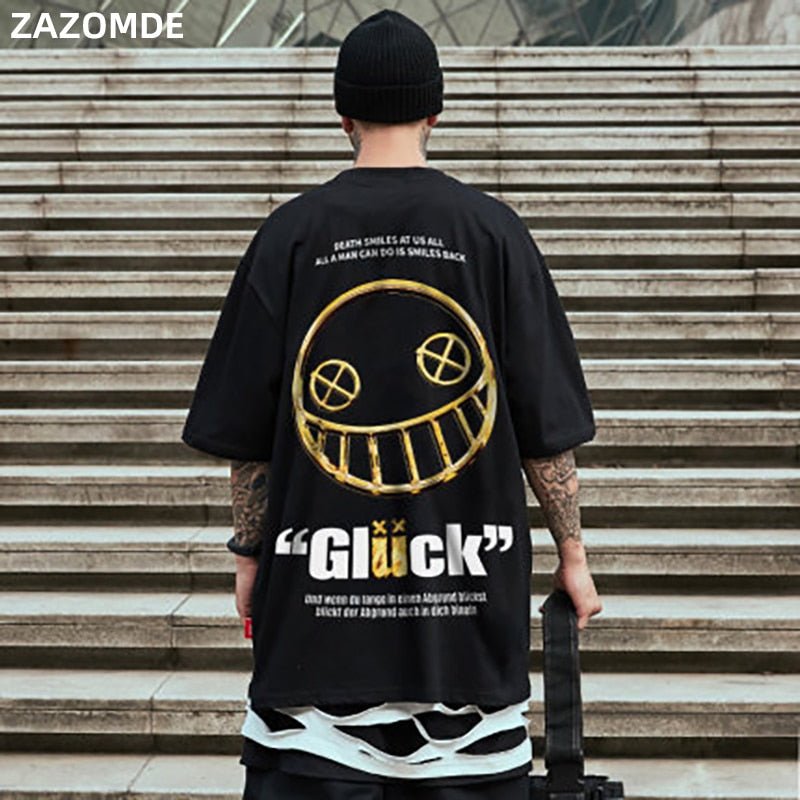 Cotton T-Shirts Men Smiley Printed Short Sleeve Tshirts Summer Hip Hop Casual Cotton Tops Tees Streetwear - Vimost Shop