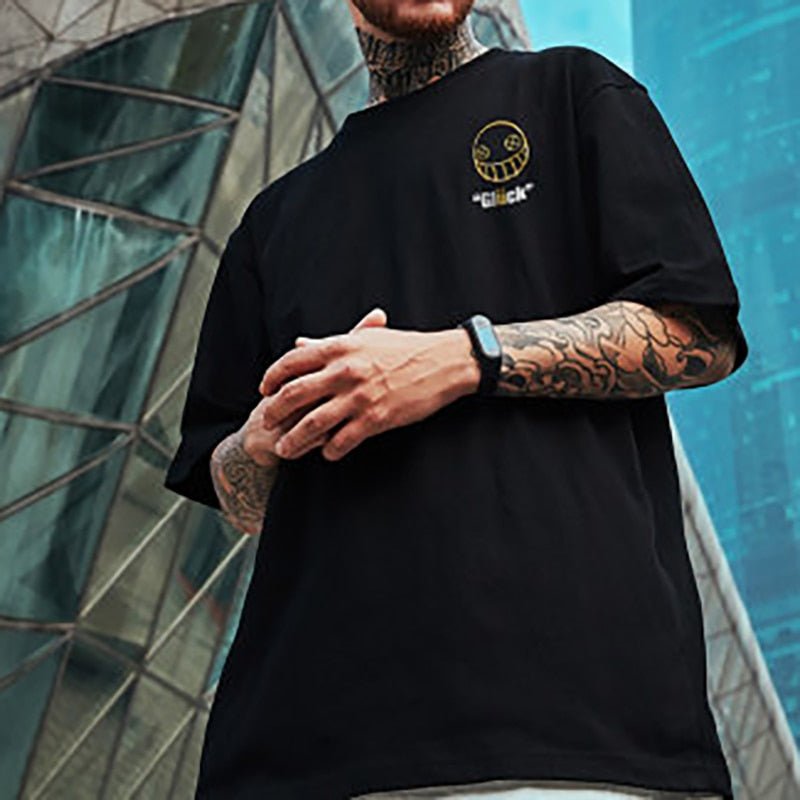 Cotton T-Shirts Men Smiley Printed Short Sleeve Tshirts Summer Hip Hop Casual Cotton Tops Tees Streetwear - Vimost Shop