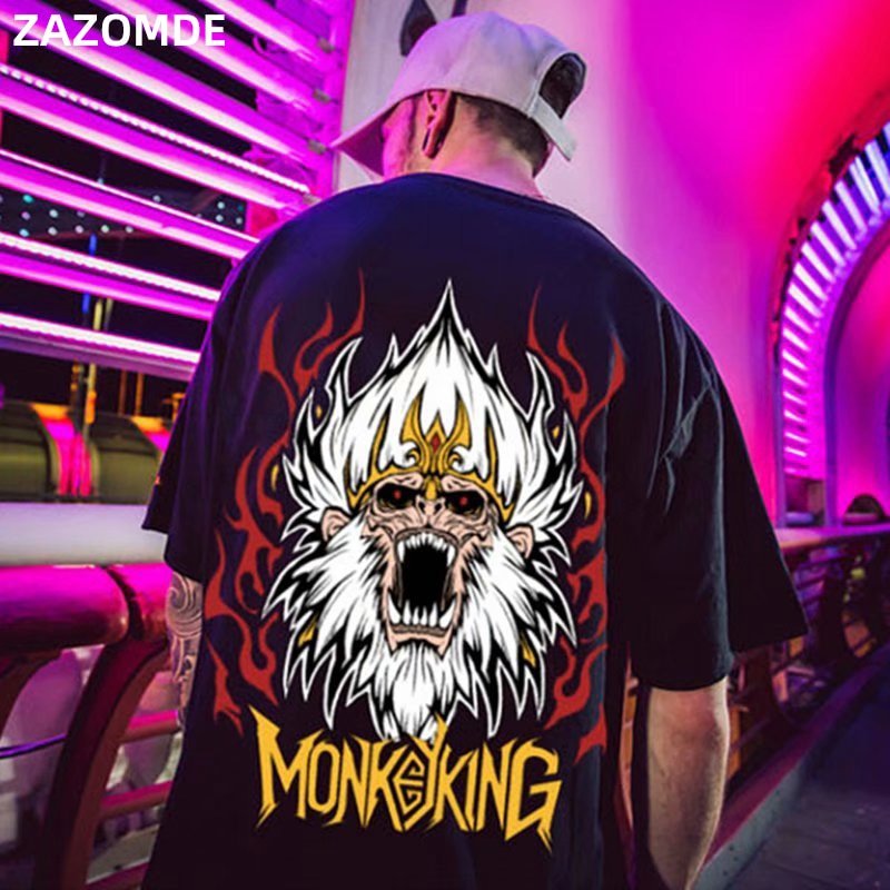 Cotton Tee tshirt Man Cartoon Animal Printed Punk T Shirts Mens Hip Hop Casual Street Tees Male Cotton Tshirts Tops - Vimost Shop