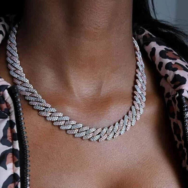 Couple Jewelry 12mm Micro Pave CZ Cuban Link Chains Necklaces Luxury Bling Choker Iced Out Zircon Punk Women Men Hip Hop Chains - Vimost Shop