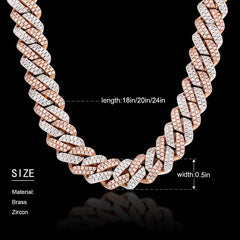 Couple Jewelry 12mm Micro Pave CZ Cuban Link Chains Necklaces Luxury Bling Choker Iced Out Zircon Punk Women Men Hip Hop Chains - Vimost Shop